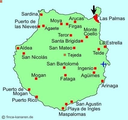 Gran Canaria Karte - Las Palmas die Hauptstadt von Gran Canaria