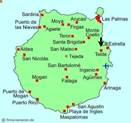 Gran Canaria Karte - Gran Canaria Sdost Telde