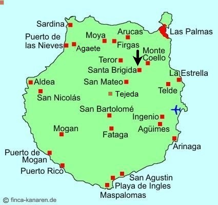 Cran Canaria Karte -Santa Brigida - Zentral Gran Canaria