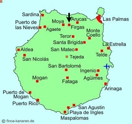 Gran Canaria Karte Firgas im Norden von Gran Canaria