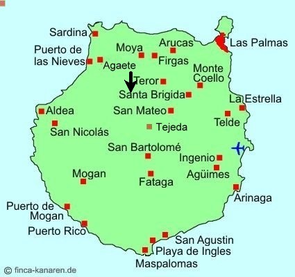 Gran Canaria Karte - Valleseco im Norden von Gran Canaria